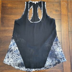 Collective Concepts black and animal print sheer tank